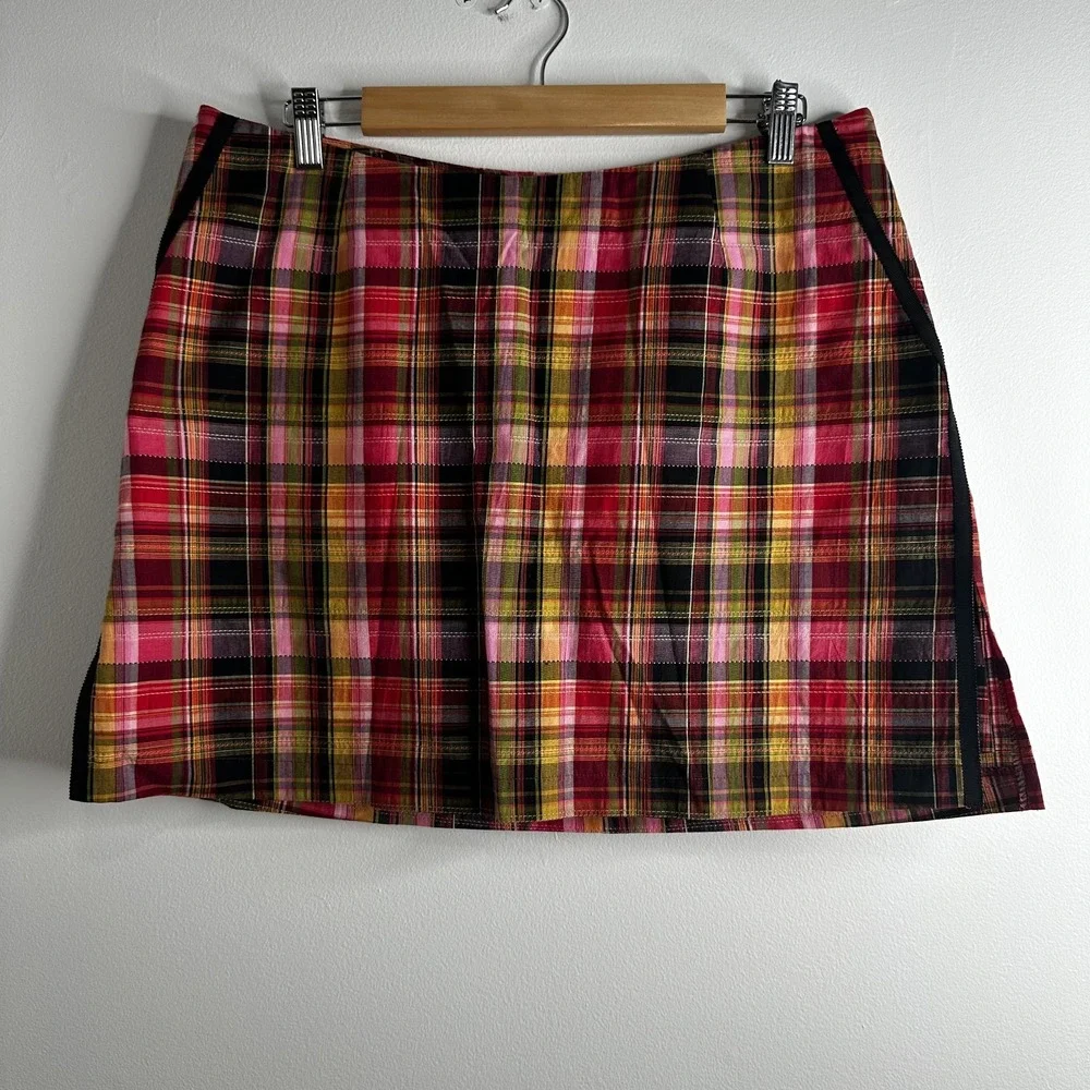 Golftini Skort‎ Skirt Womens 12 Madras Plaid Pockets Made in USA Golf Tennis